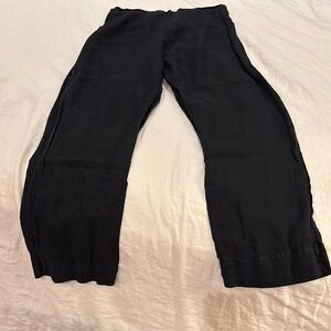 bryn Walker Women's Black Straight Leg Linen Pants
